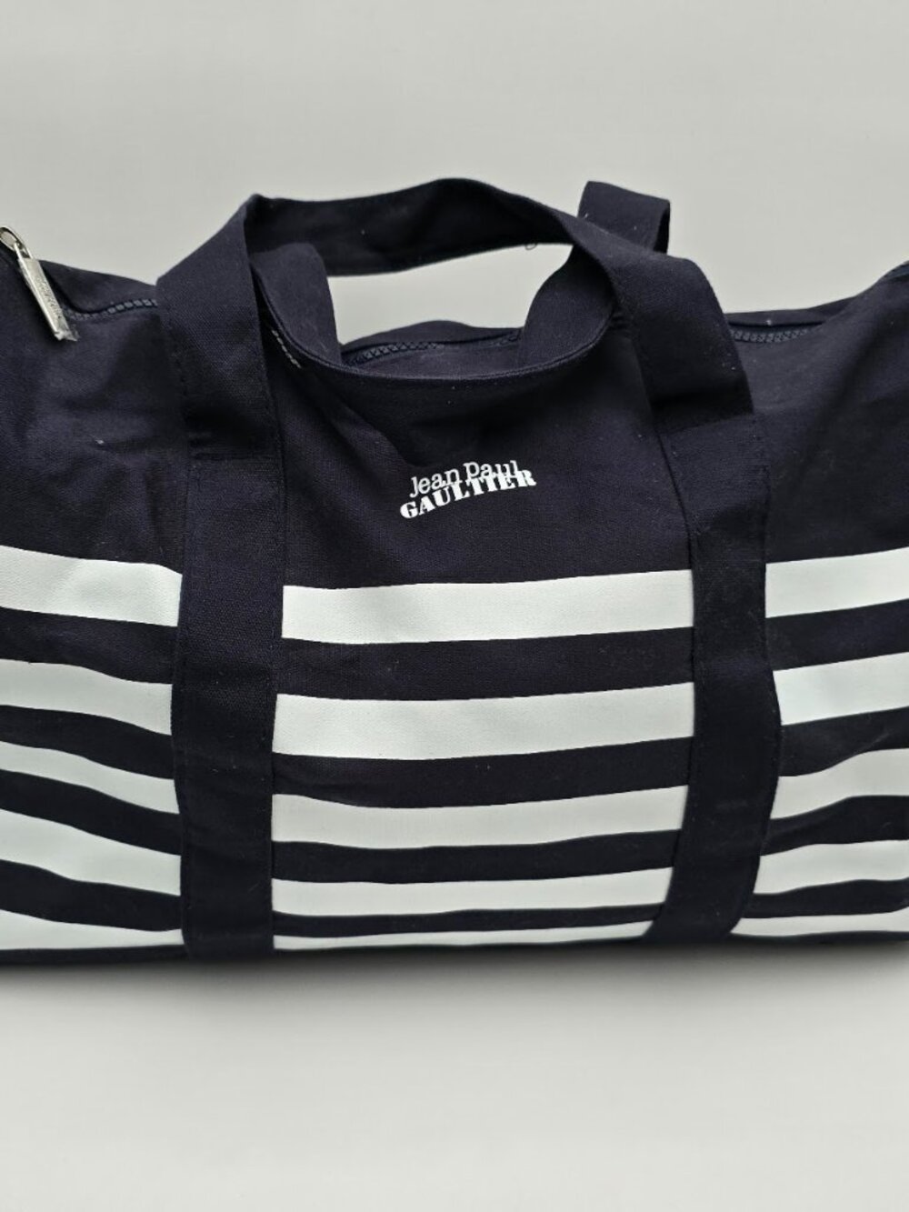 Jean Paul Gaultier Navy Striped Canvas travel, weekender,  duffel, Gym bag